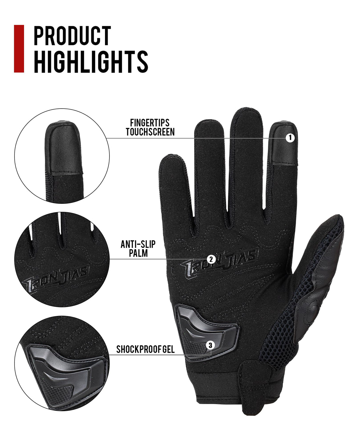 BORLENI palms with suede grip improving handlebar control and wear resistance