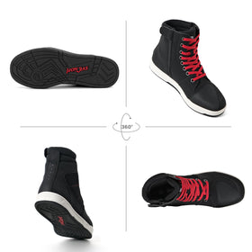BORLENI boot next to helmet for scale showing true-to-size proportions