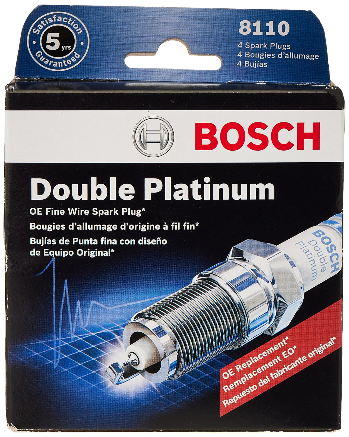 Bosch 8110 front packaging showing pack of four and clear product ID, ensuring correct purchase