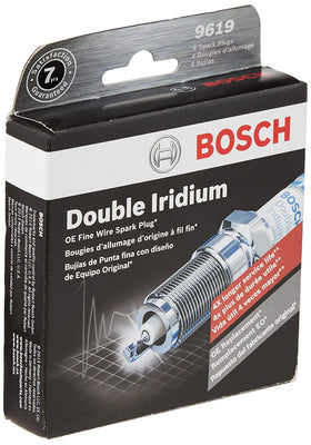 Bosch 9619 electrode close-up highlighting double iridium for longer life