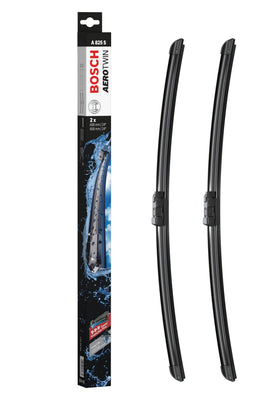 Bosch AeroTwin front packaging showing set of two blades and benefits