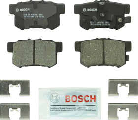 Bosch BC1086 rear pad front view showing packaging and ready-to-install benefit
