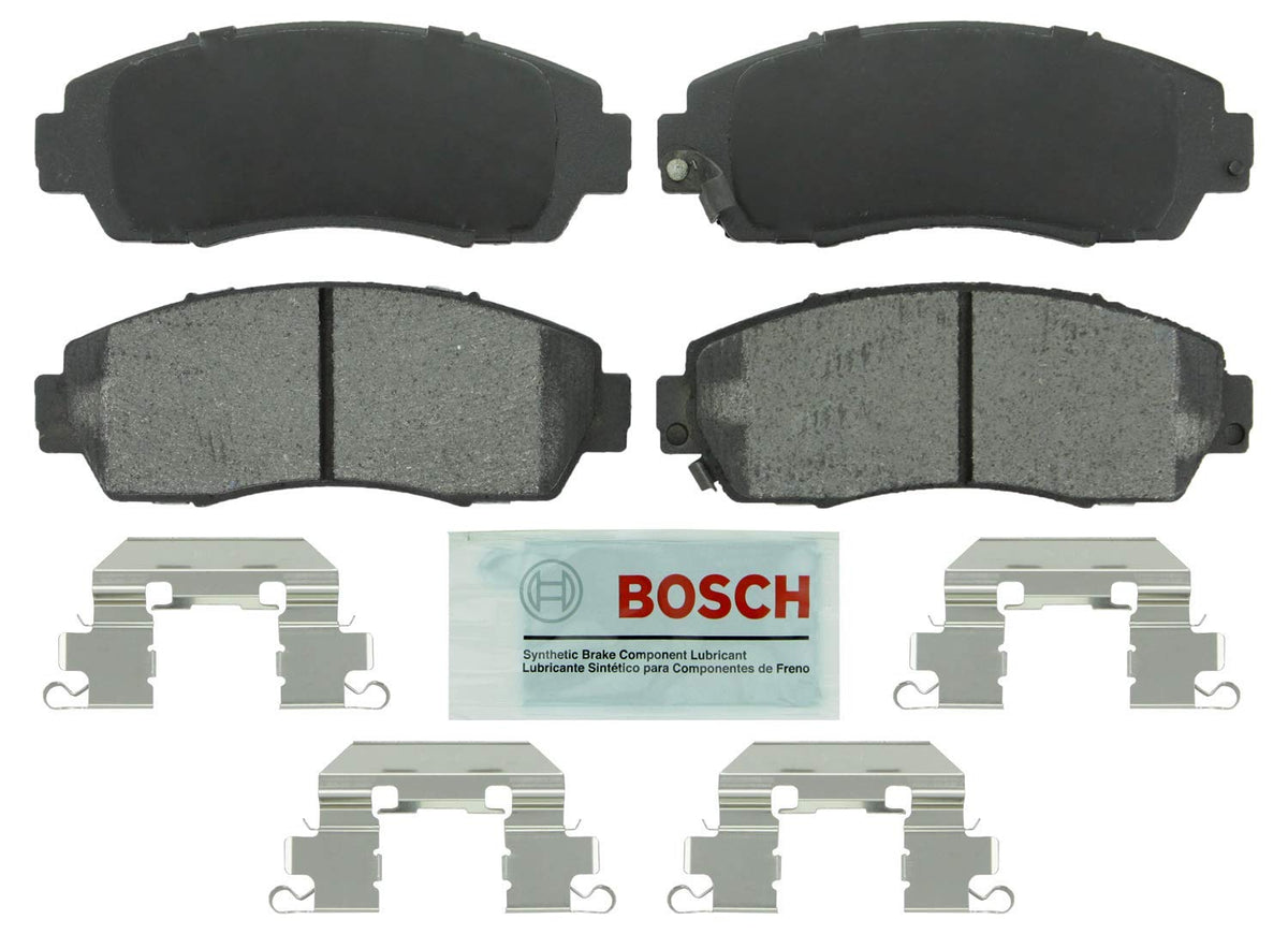 Bosch BE1089H front packaging showing complete axle pad kit with hardware benefit