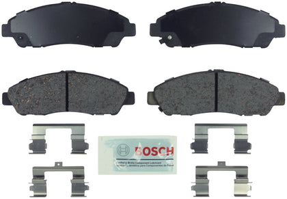 Bosch BE1280H front packaging showing pads and hardware, clear fit confirmation benefit