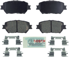 Bosch BE908H front pad set in box showing hardware and towel, Bosch ready-to-install