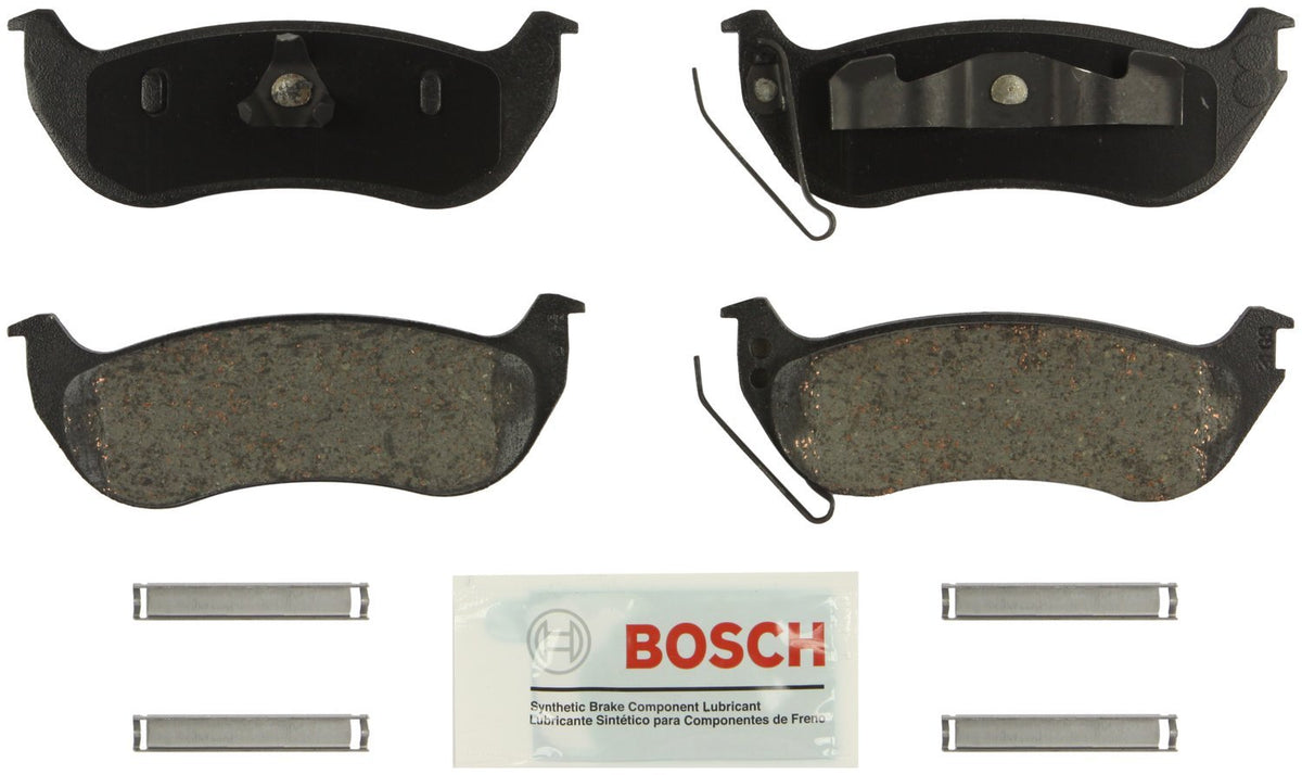 Bosch BE964H rear pads front view showing ceramic surface and protective coating benefit