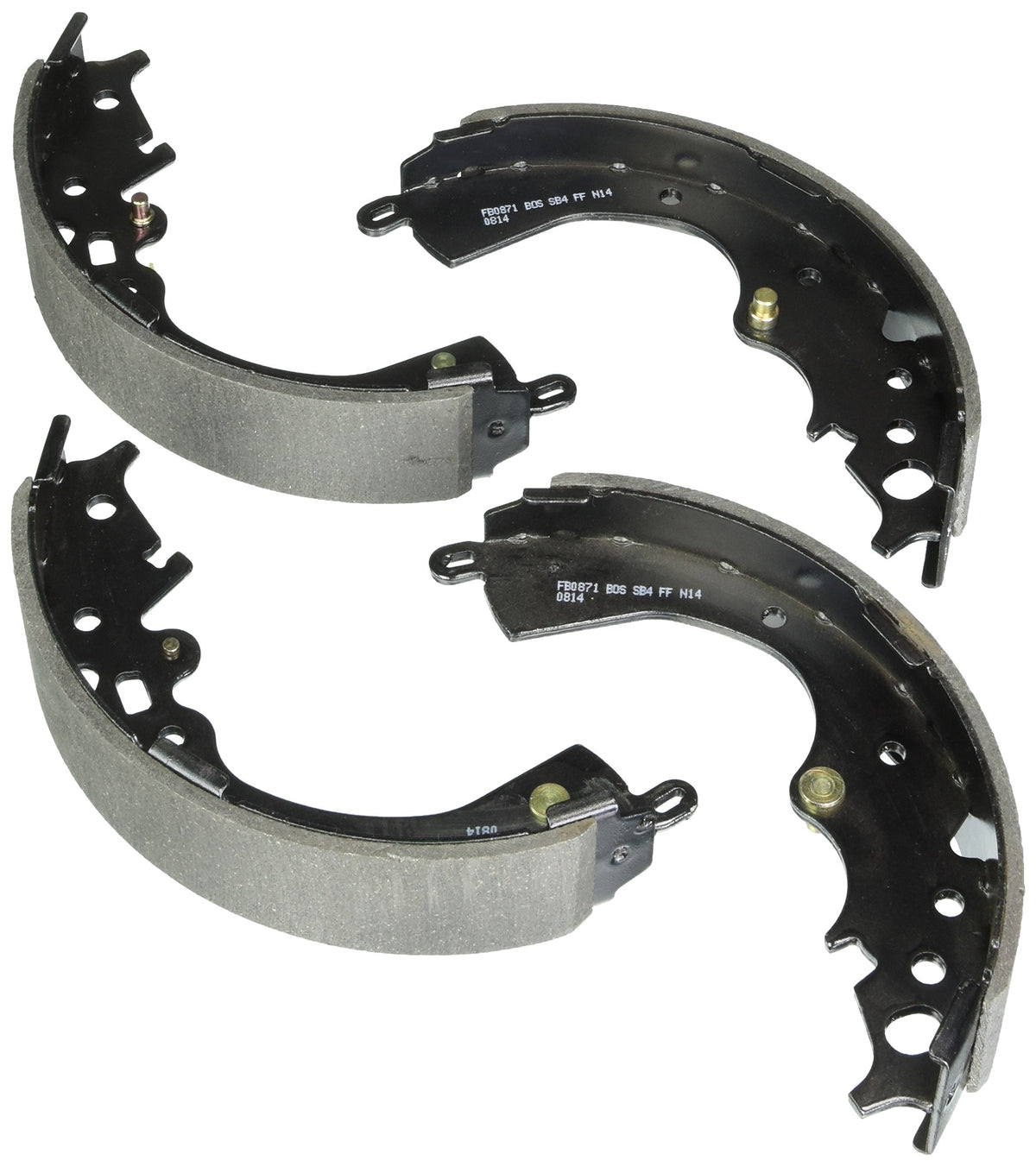 Bosch rear drum brake shoes packaging showing fit and corrosion protection