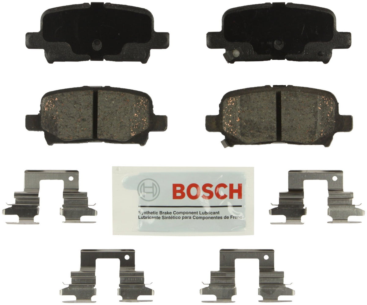 Bosch rear pad front view showing hardware and easy installation benefit