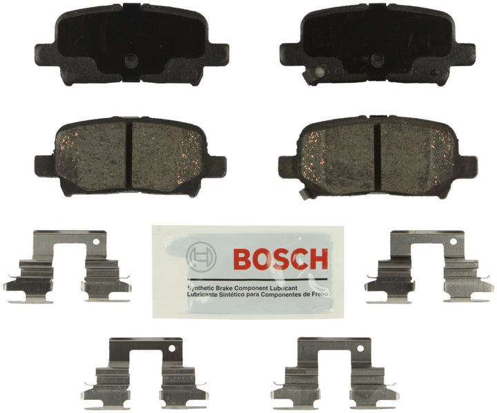 Bosch rear pad front view showing hardware and easy installation benefit
