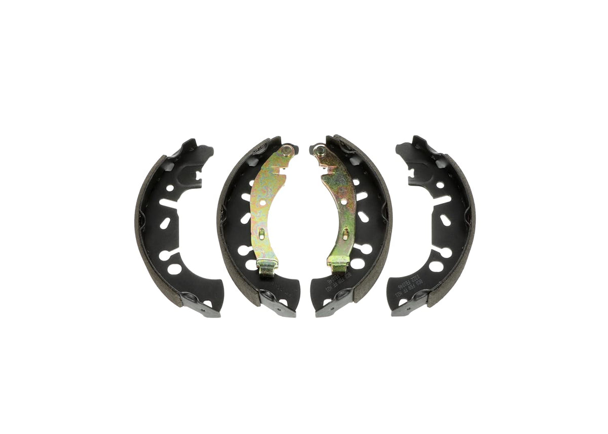 Bosch BS1046 rear drum brake shoe front view showing fit and corrosion protection