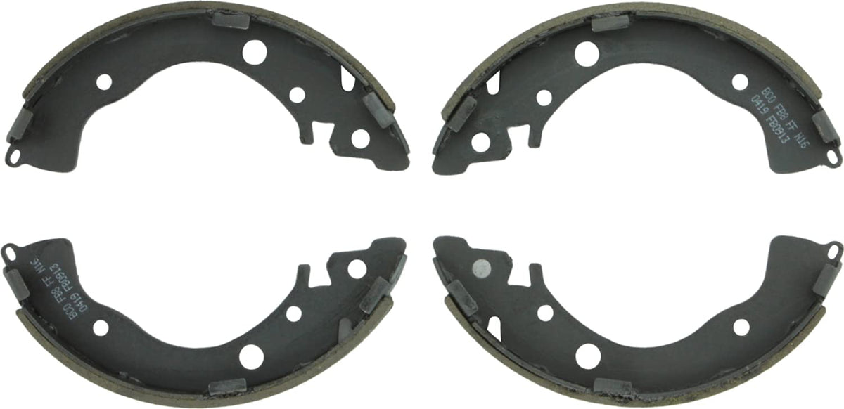 Bosch rear brake shoes front view showing OE fit and durable construction