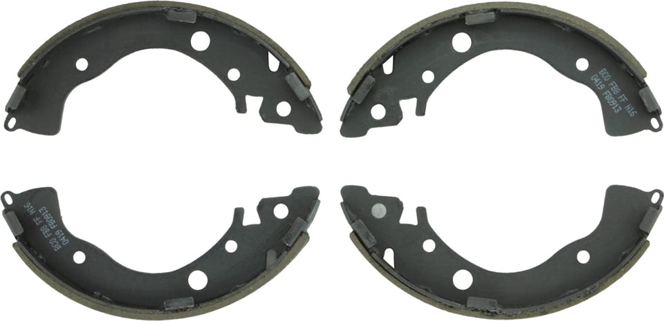 Bosch rear brake shoes front view showing OE fit and durable construction