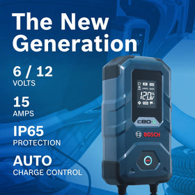 Bosch C80-Li close-up of knobs and LED indicators for precise charging control