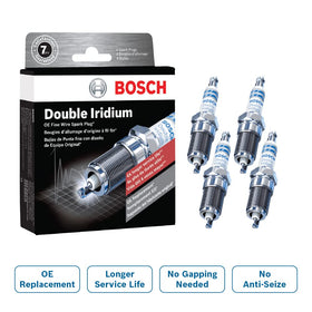 Bosch close-up of double iridium electrodes highlighting precise ignition benefits