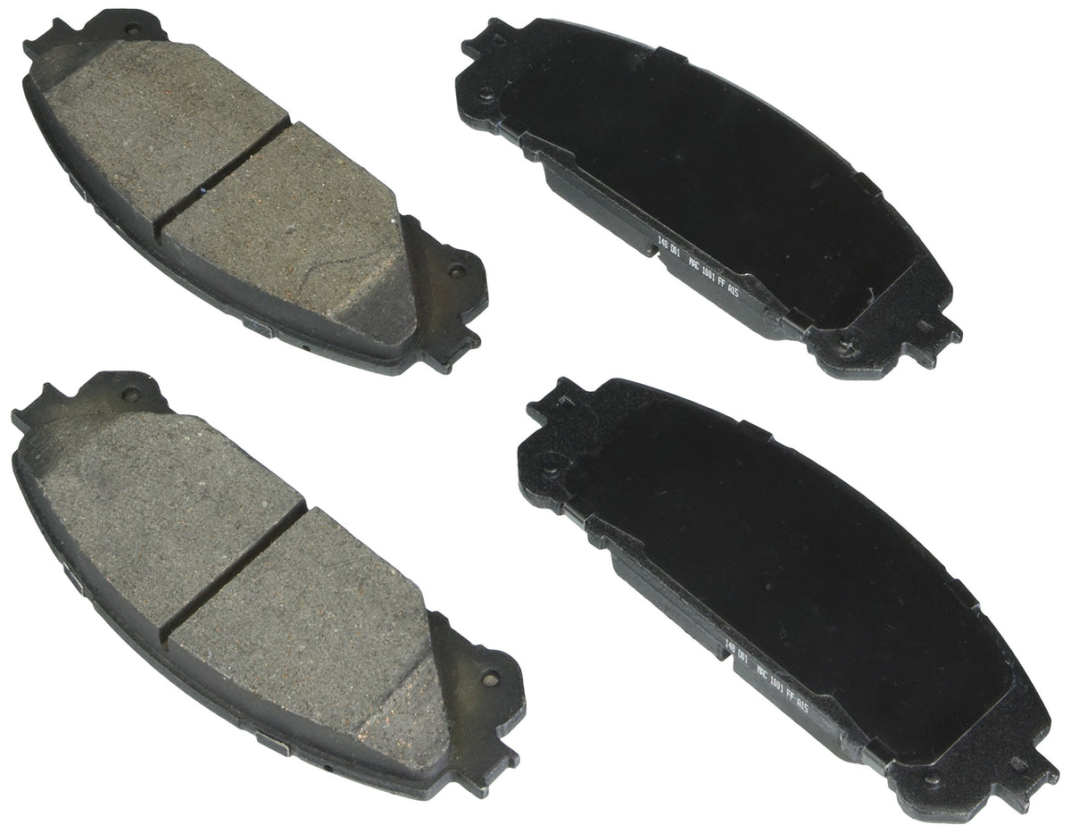 bosch front pad set in box showing included hardware and protective towel, confident fit