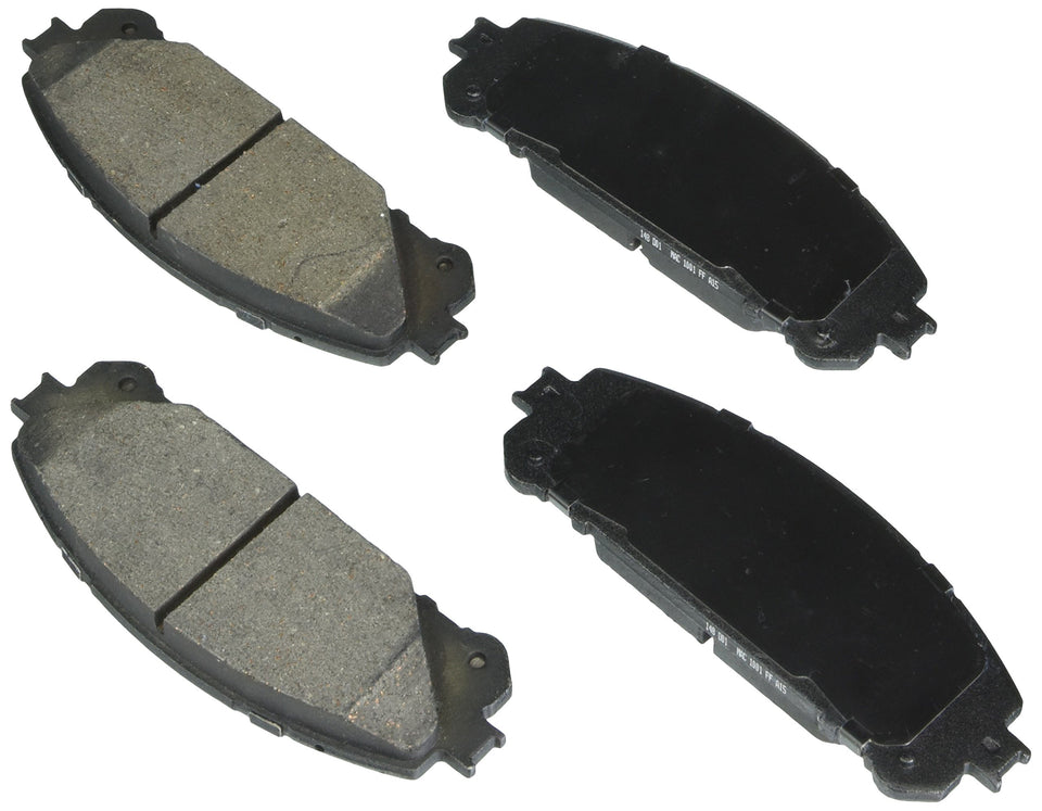 bosch front pad set in box showing included hardware and protective towel, confident fit
