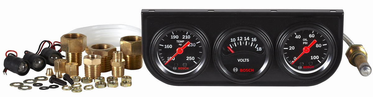 Bosch close-up of gauge dial and bright pointer, highlighting legibility and build detail