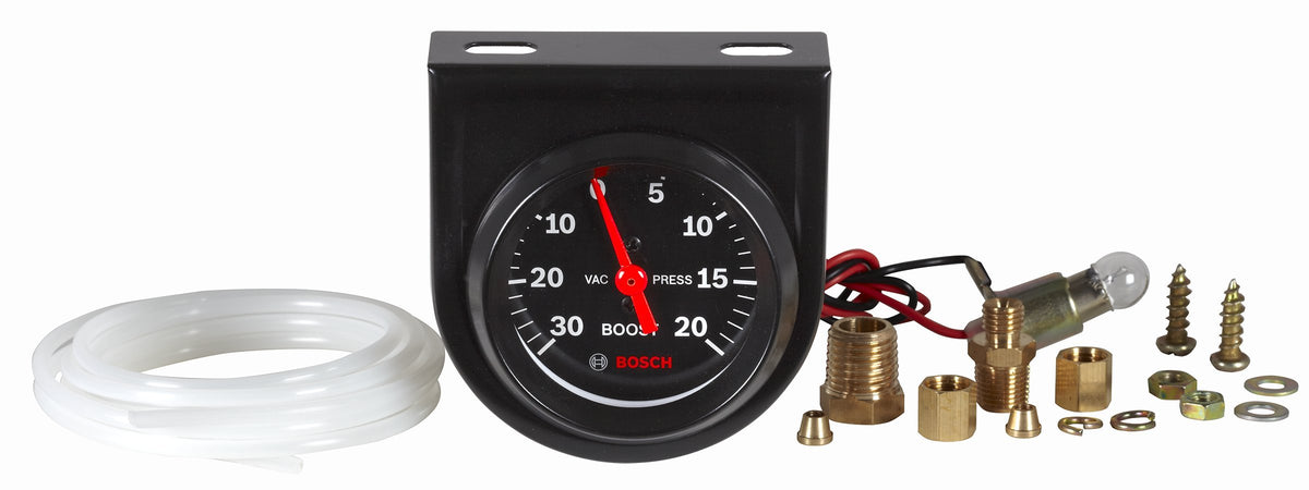 Bosch close-up of dial and pointer highlighting precise markings and illuminated visibility