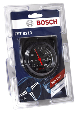 Bosch gauge mounted in car dashboard demonstrating compact fit and easy integration