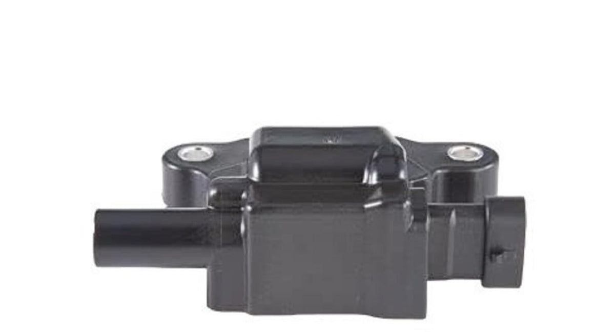 Bosch ignition coil next to ruler showing compact size and installation scale