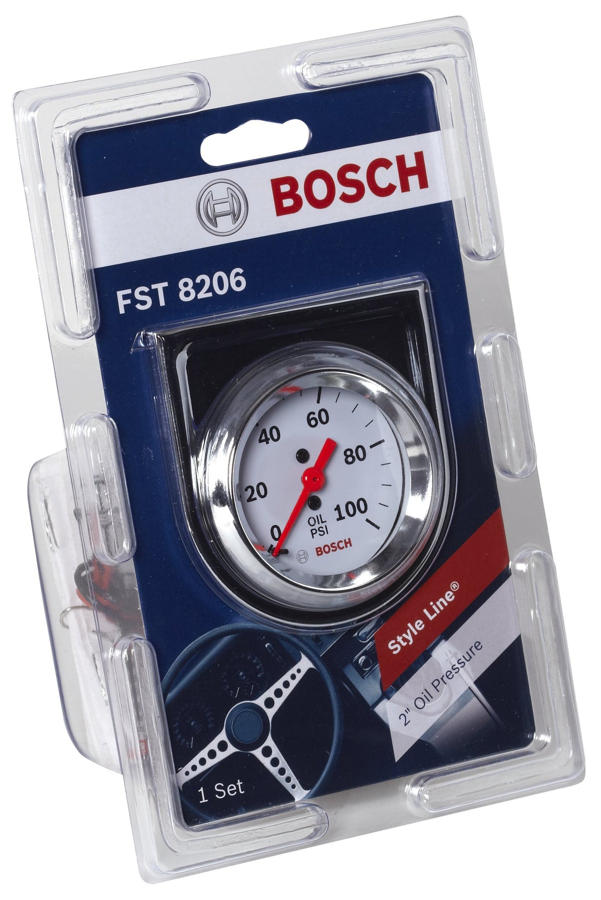 Bosch installed gauge lit at night in dashboard for easy low-light monitoring