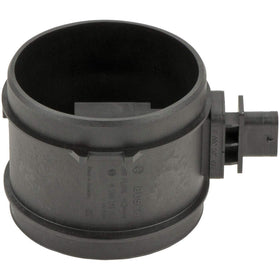 Bosch MAF sensor next to ruler for scale showing compact, OEM-correct size
