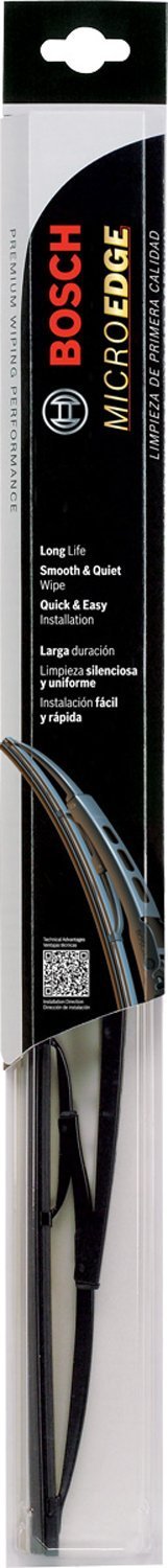 Bosch MicroEdge blade installed on windshield, improving visibility in rain
