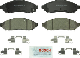 Bosch QuietCast BC1094 front pads packaging showing included hardware and lubricant benefit