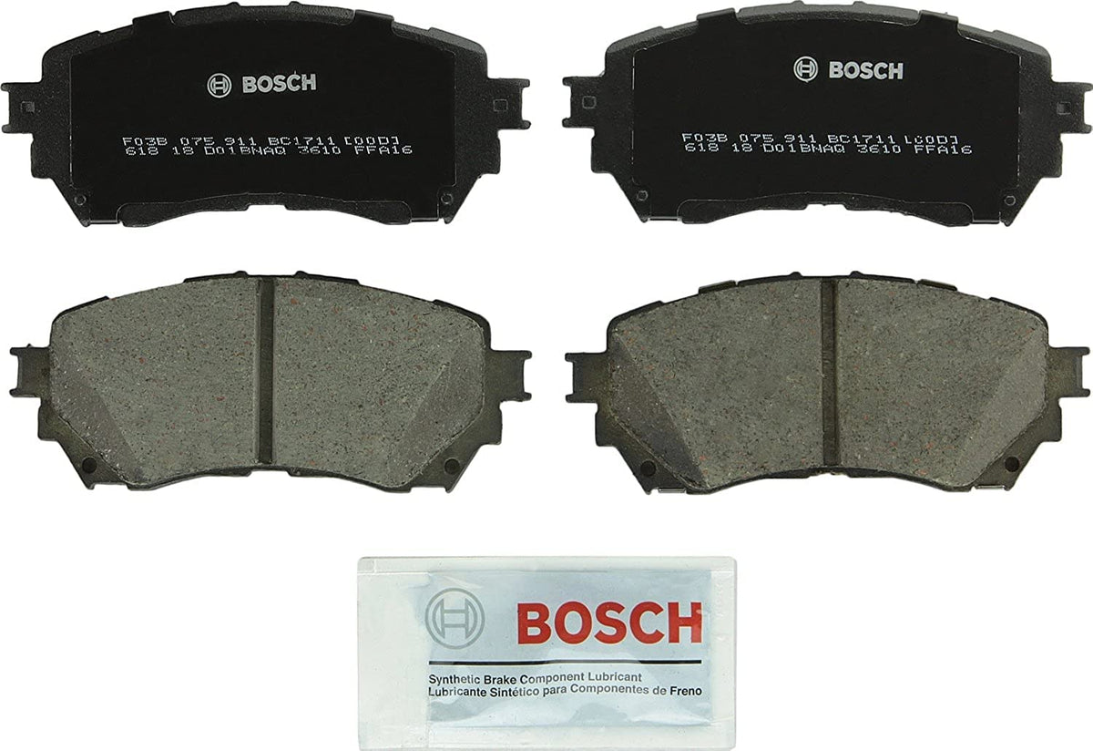 Bosch QuietCast BC1711 front packaging showing ready-to-install pads and hardware