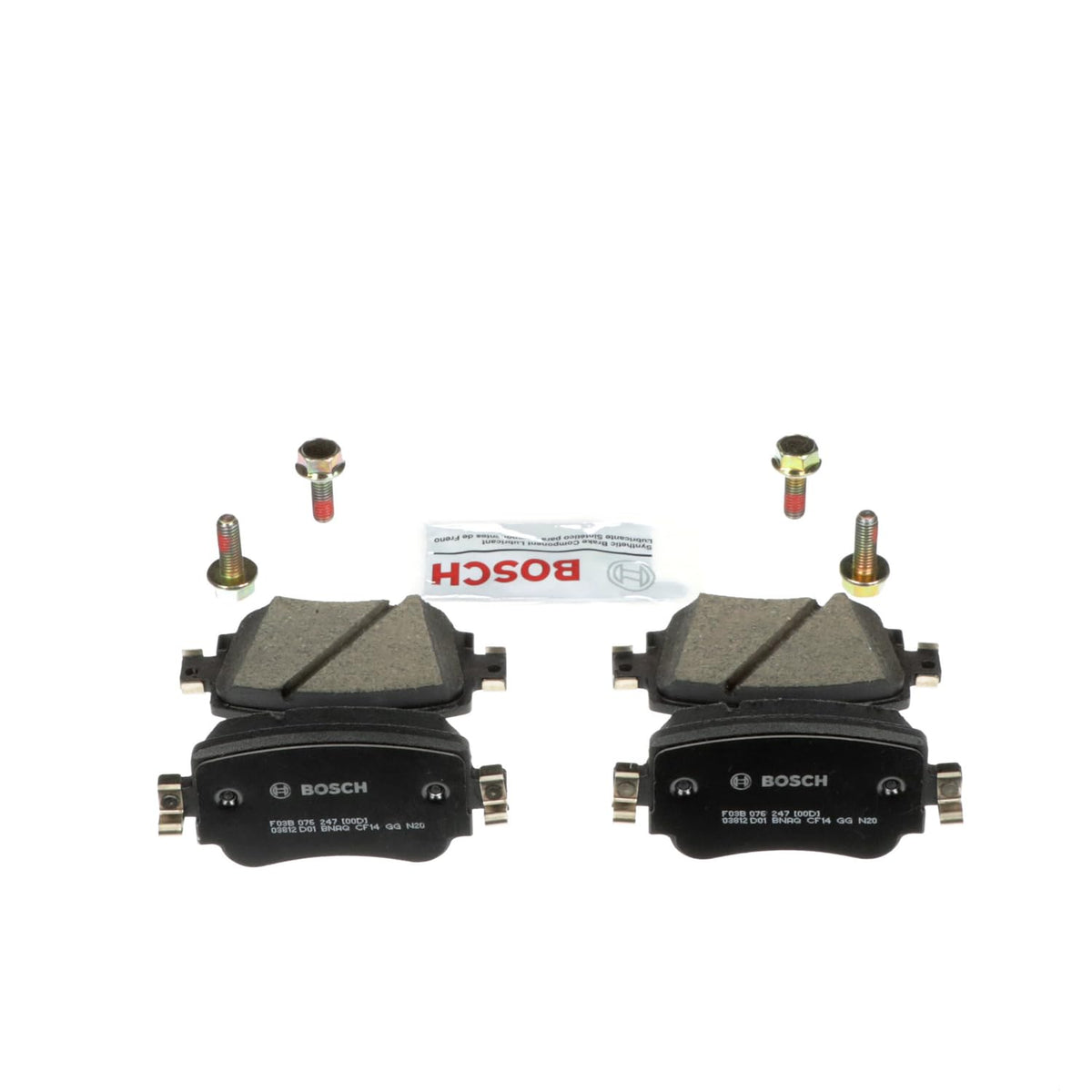 Bosch QuietCast BC1779 installed on rotor demonstrating quiet braking benefit