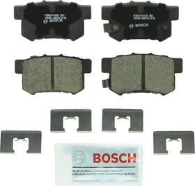 bosch QuietCast box front view showing ready-to-install rear pad set and benefits