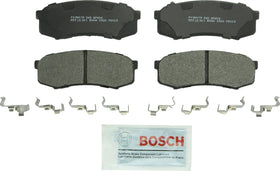 Bosch QuietCast BP606 packaging front view showing ready-to-install rear pads and hardware