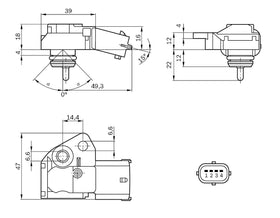 Bosch sensor scale comparison with coin for quick size reference