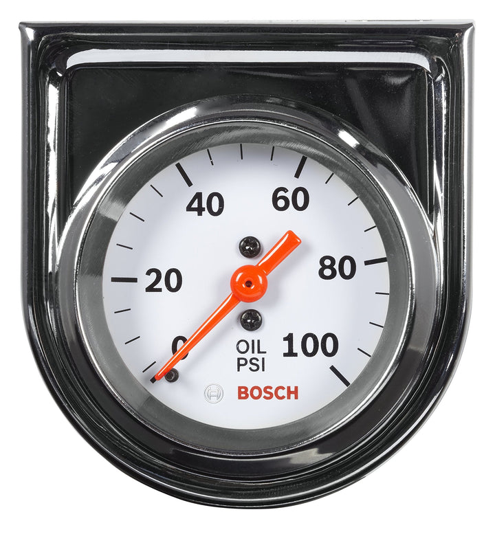 Bosch gauge front dial showing white face and clear pointer for quick reading