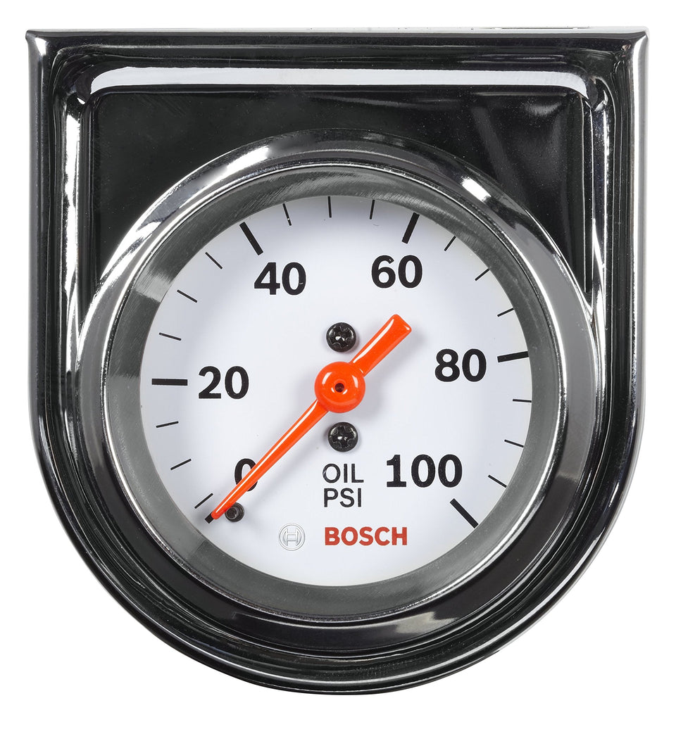 Bosch gauge front dial showing white face and clear pointer for quick reading