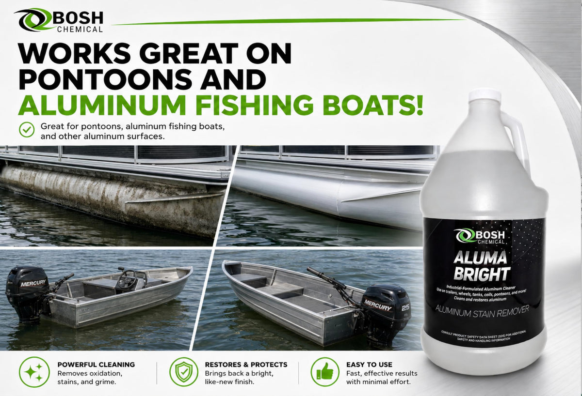 Close-up foam from Bosh Chemical Aluma Bright lifting grime for easier rinsing