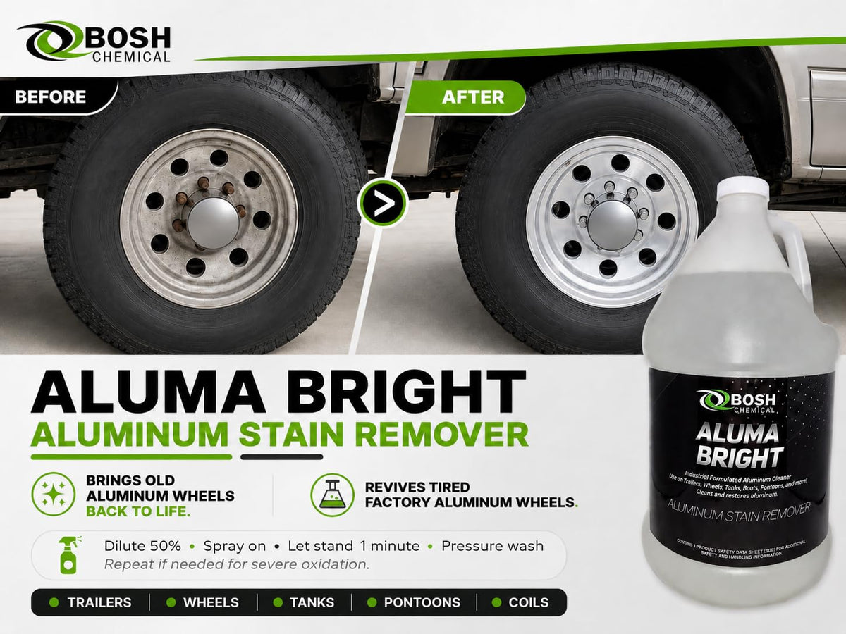 Fleet truck with polished aluminum trim after Bosh Chemical Aluma Bright treatment