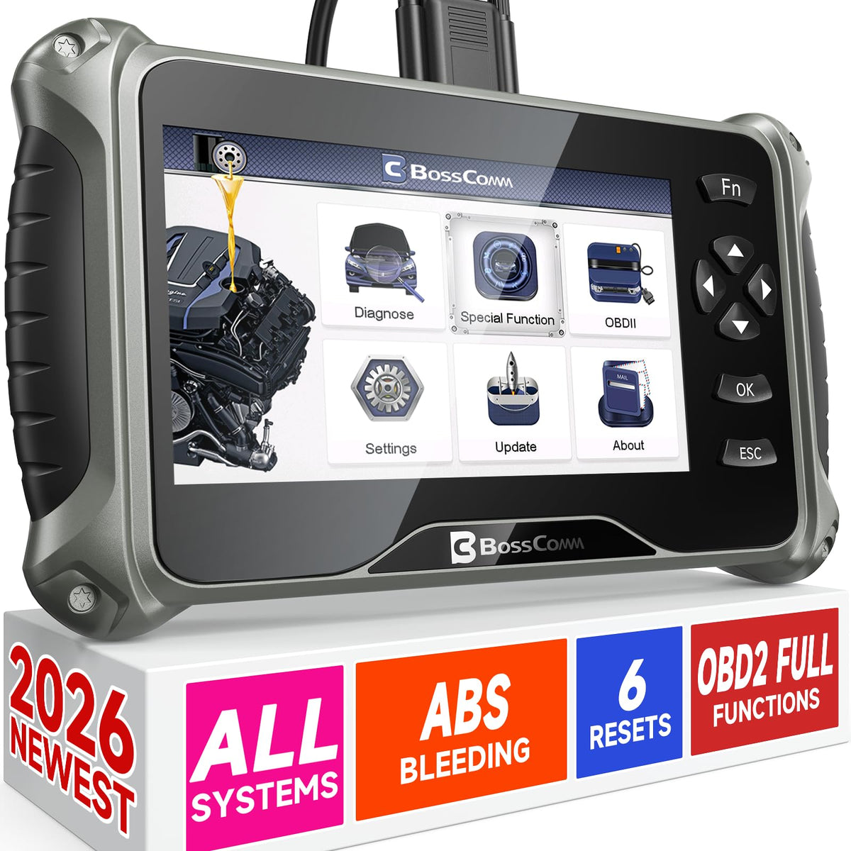 BC BossComm IF745 front view showing ergonomic housing and 7-inch screen for easy navigation