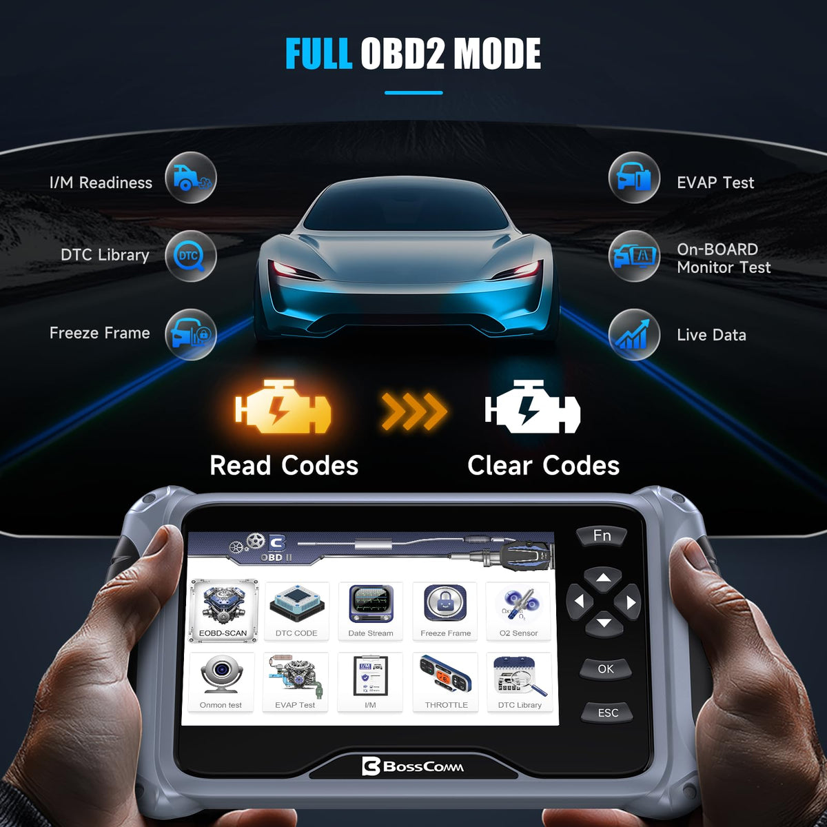 BC BossComm IF745 reset menu close-up showing six maintenance reset options for convenience