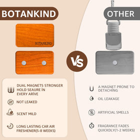 Botanikind wooden freshener clipped to sun visor providing fresh cabin air