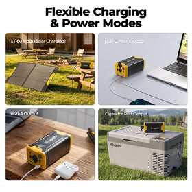 BougeRV powering devices while recharging demonstrating pass-through convenience