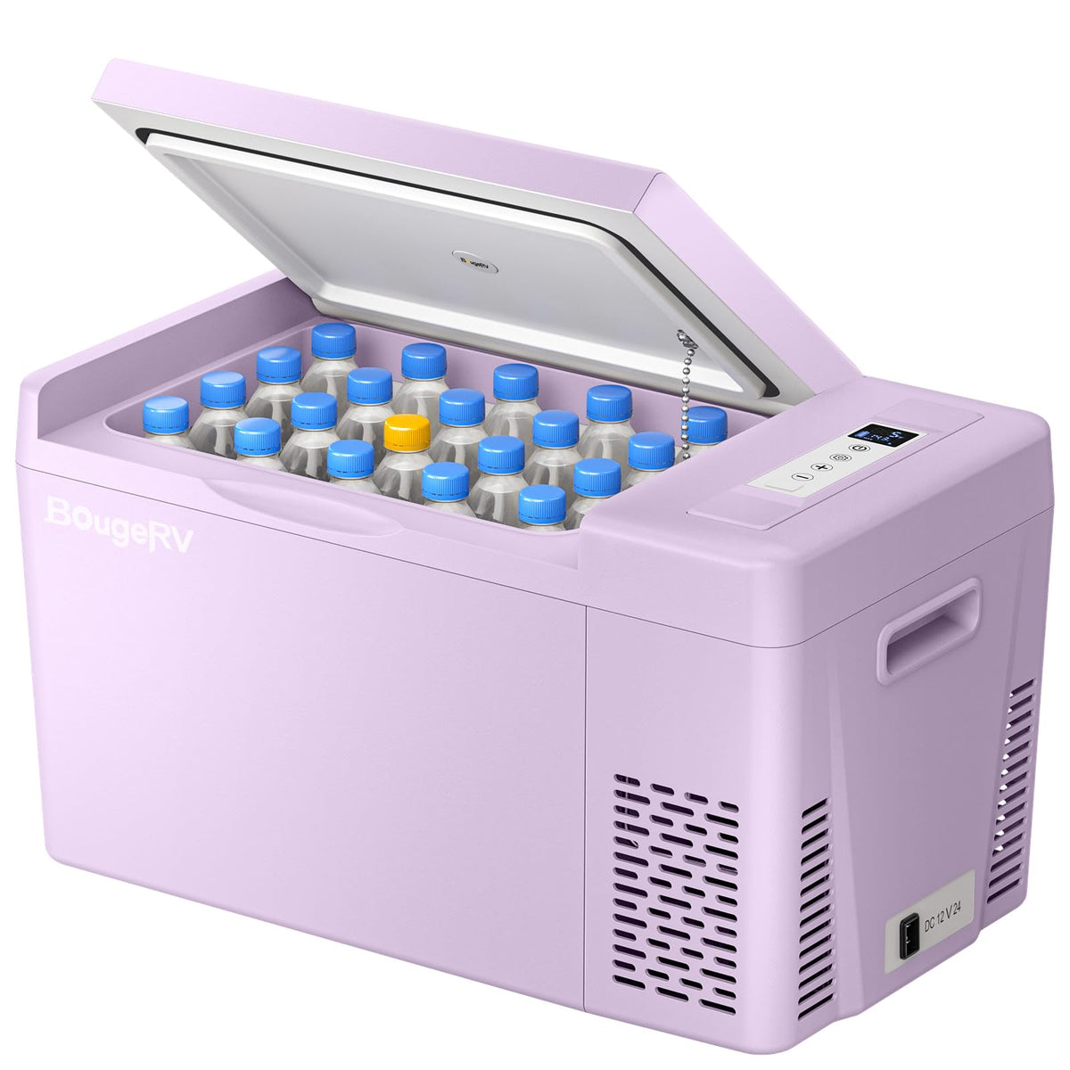 BougeRV CR22 front view showing purple casing and handles for easy transport