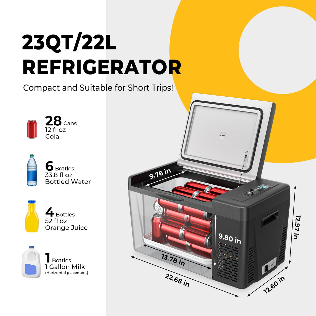 BougeRV CR22 side profile installed in SUV trunk demonstrating vehicle compatibility