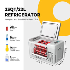 BougeRV CR22 tilted on uneven ground illustrating shock‑proof design and stable cooling