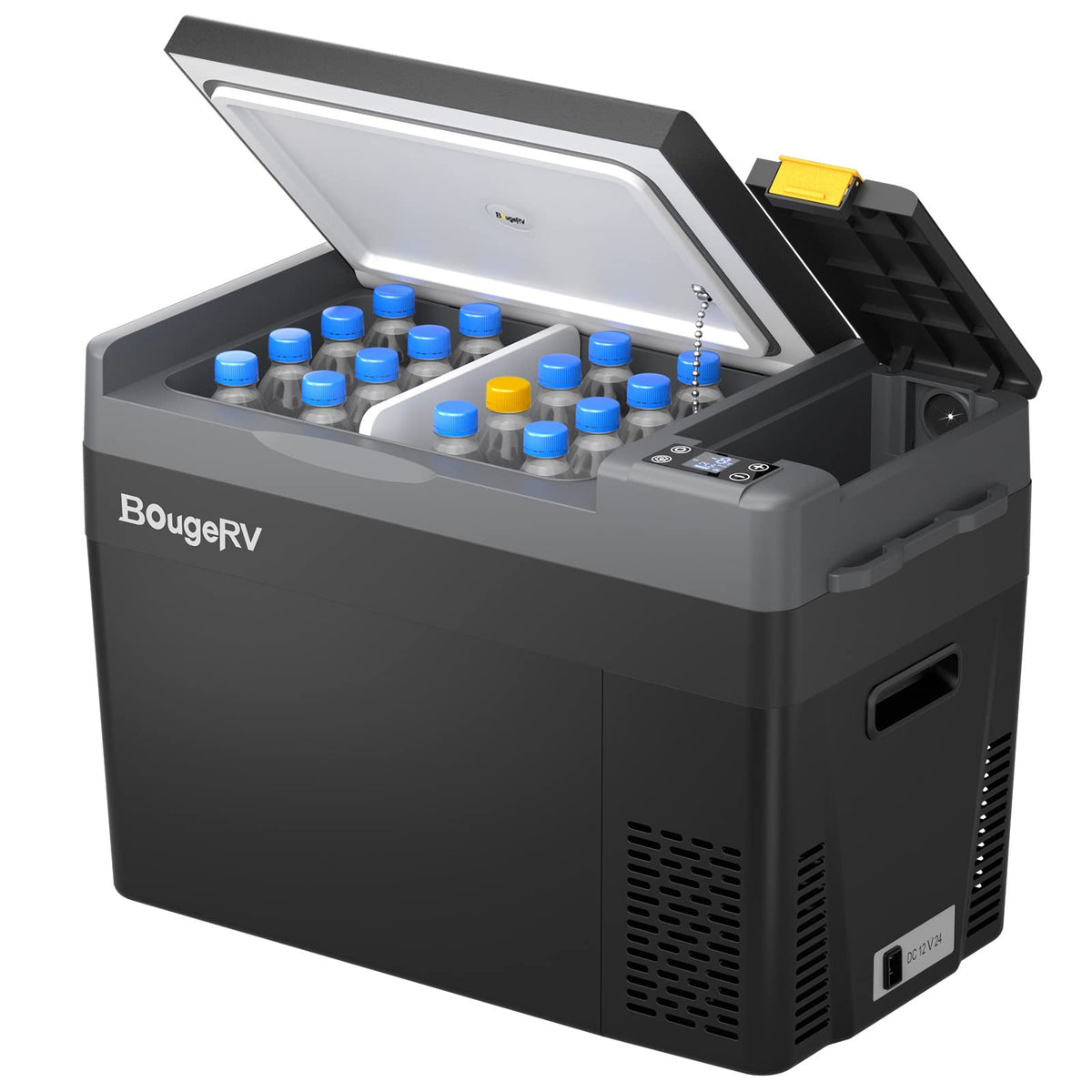 BougeRV CRPRO front view showing compact refrigerator benefit for travel