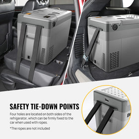 BougeRV CRPRO beside a soft cooler bag for visual size comparison and capacity clarity