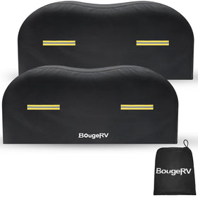 BougeRV front view of dual-axle wheel covers showing full protection