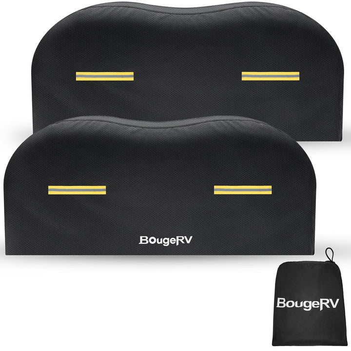 BougeRV front view of dual-axle wheel covers showing full protection