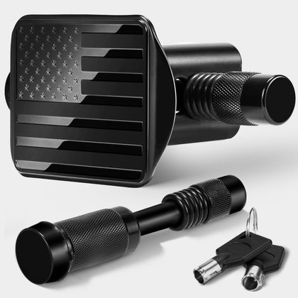 BougeRV front view of hitch cover showing flag and clean finish protecting receiver