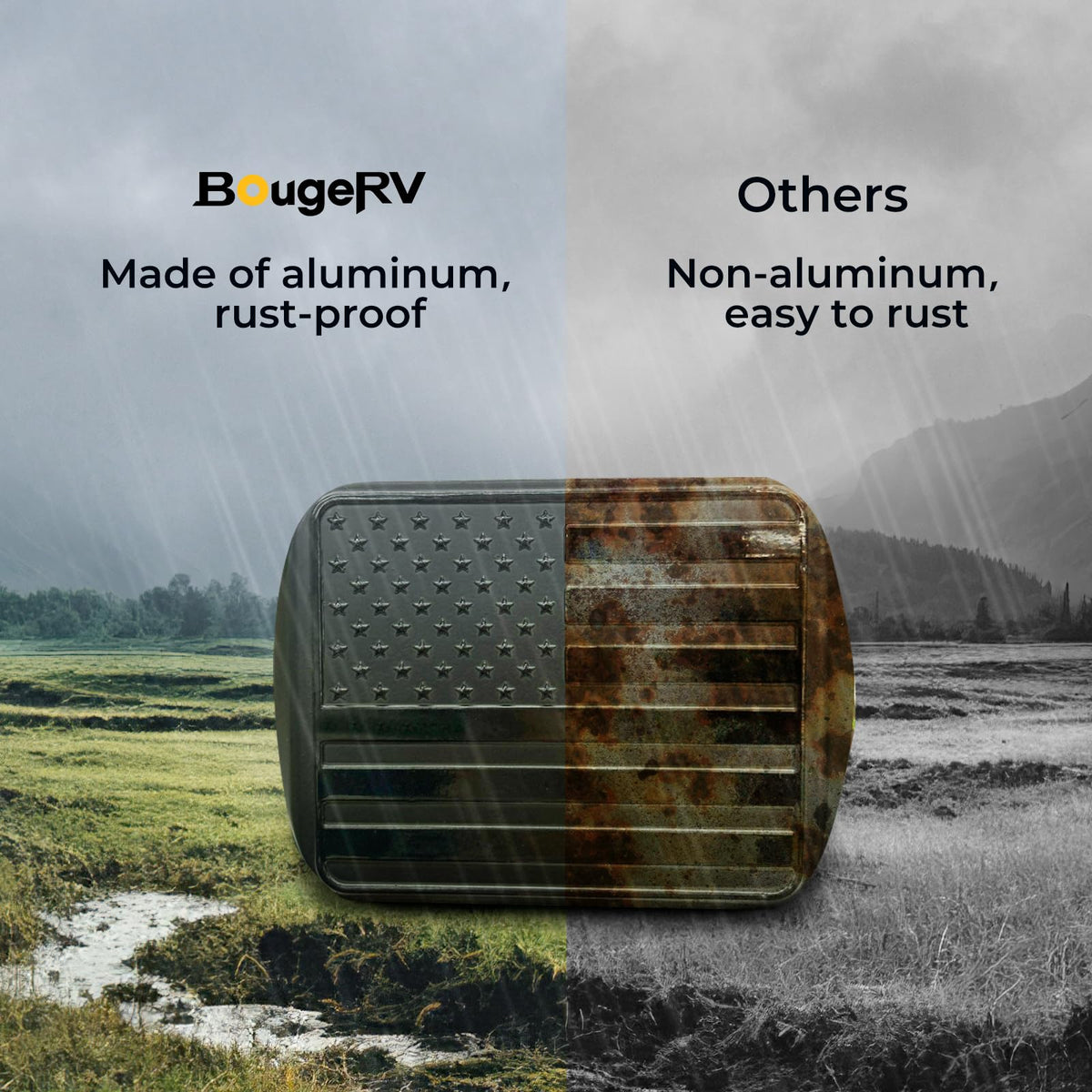 BougeRV locking pin and lock hardware displayed for theft protection benefit